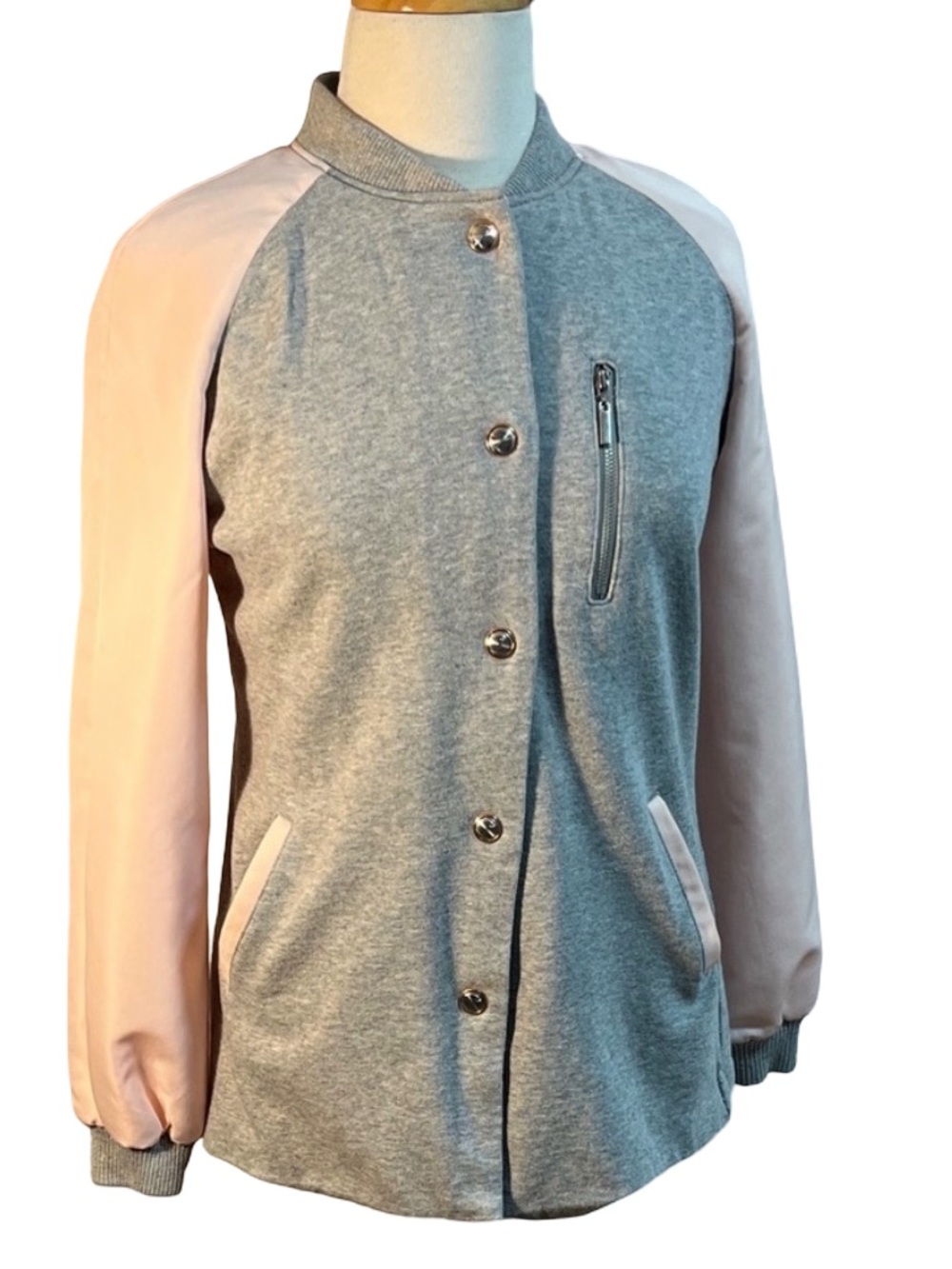NWOT Candies Women's Gray and Pink Bomber Jacket